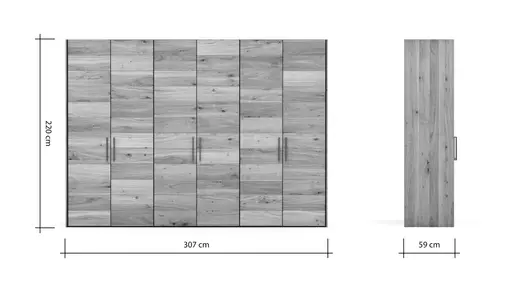 Drehtürenschrank Colorado - B. ca. 307 cm, Wildeichefurnier natur