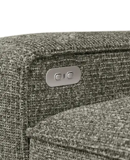Ecksofa - 2-Sitzer mit Longchair rechts, Sitzvorzug motorisch, Stoff, Graubraun