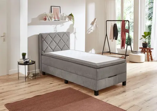 Boxbett- Liegefläche ca. 120x200 cm, Stoff, Hellgrau
