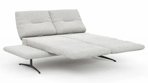 Sofa Lucero 2.0 - 2-Sitzer inkl. Drehsitz, Rollout-Armlehne und Sitztiefe verstellbar, Stoff, Offwhite