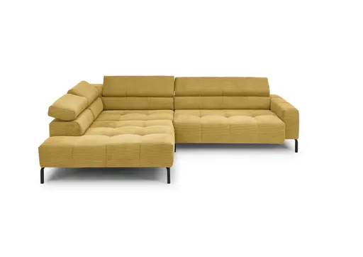 Ecksofa COLLEEN 2.0 - Ecke links und 2-Sitzer, Sitzvorzug motorisch, Feincord, Gold
