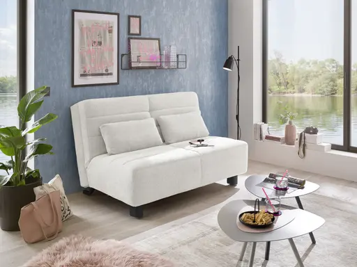  Faltsofa Easy - 2-Sitzer ohne Armlehne, ca. 140 cm inkl. Schlaffunktion, Stoff, Creme