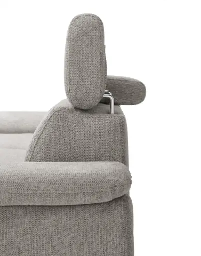 Ecksofa EZRA - Ecke links, 2-Sitzer inkl. Kopfteilverstellungen, Stoff, Taupe