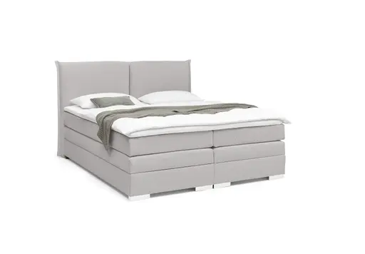 Boxspringbett SANDRIN L - Liegefläche ca. 200x200 cm, Stoff, Hellgrau