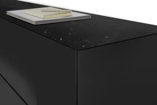 Lowboard - B ca. 181 cm, Schwarz, Keramikoptik