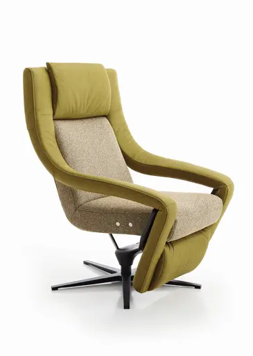 Sessel - Relaxfunktion motorisch, Stoff/Leder, Gelb/Grün