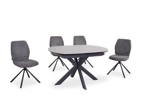 Esstisch MEGGIE - ausziehbar, LB ca. 130x100 cm, Glaskeramik, Grau