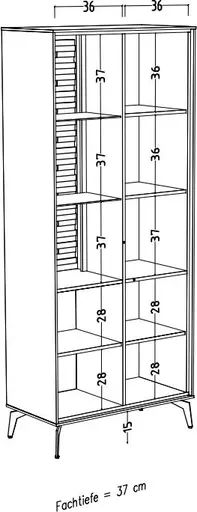 Vitrine - mit Beleuchtung, B ca. 81 cm, Weiß, Asteiche, Schwarz