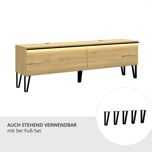 Hängeelement - mit Beleuchtung, B ca. 174 cm, Gustavson Oak Nachbildung