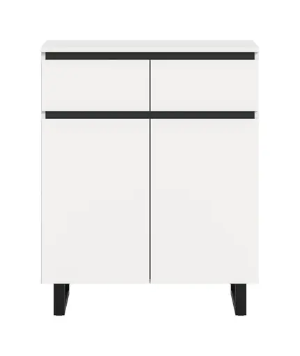 Kommode - B ca. 80 cm, Weiß, Schwarz