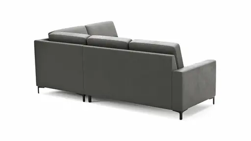 Ecksofa Merlos H. - 2,5-Sitzer mit Ecke rechts, Leder, Graubraun