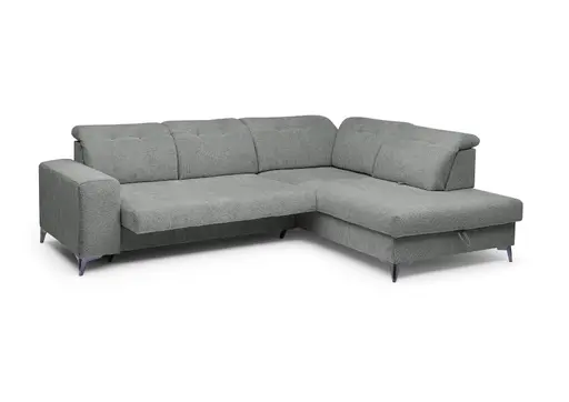 Ecksofa -2-Sitzer mit Ecke rechts, Kopfteil verstellbar, Sitztiefe verstellbar motorisch, Stoff, Anthrazit