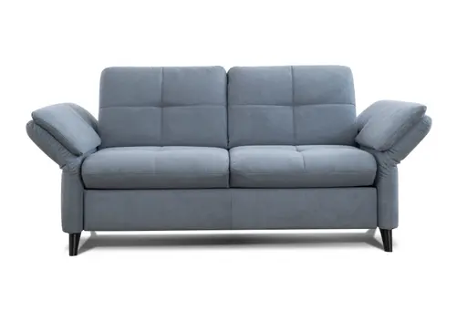 Sofa - 2,5-Sitzer mit Schlaffunktion, Armlehne verstellbar, Stoff, Graublau