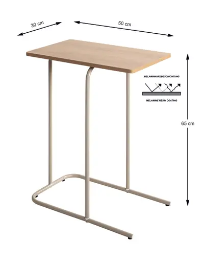 Beistelltisch - LB ca. 50x30 cm, Eiche natur Nachbildung, Kaschmir