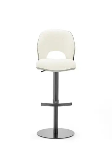 Barhocker MAILE - drehbar, höhenverstellbar, Stoff, Creme