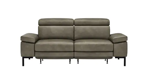 Sofa Hudson - 2,5-Sitzer, inkl. Relaxfunktion (motorisch) und Kopfteil/Armlehnen verstellbar, Leder, Braungrün