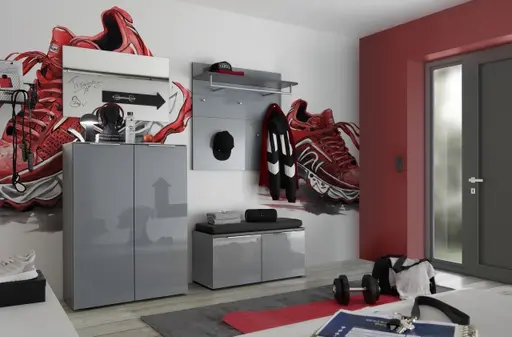 Garderobenpaneel GILLIAN - B/H/T ca. 97x96x30 cm, Graphit