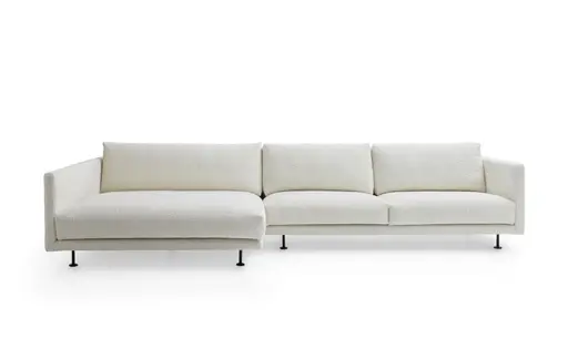 Ecksofa Cuneo - Longchair links, 2-Sitzer, Boucle, Creme