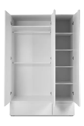 Kleiderschrank- 3-türig, Weiß, Matt
