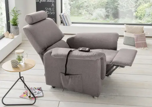 TV-Sessel - Aufstehhilfe (motorisch), Dunkelgrau, Microfaser