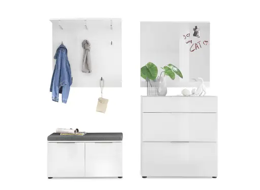 Schuhschrank - B ca. 90 cm, Weiß