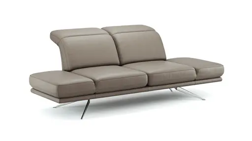 Sofa Sophie - 2,5-Sitzer inkl. Kopfstütze/Armlehne verstellbar, Leder, Lava