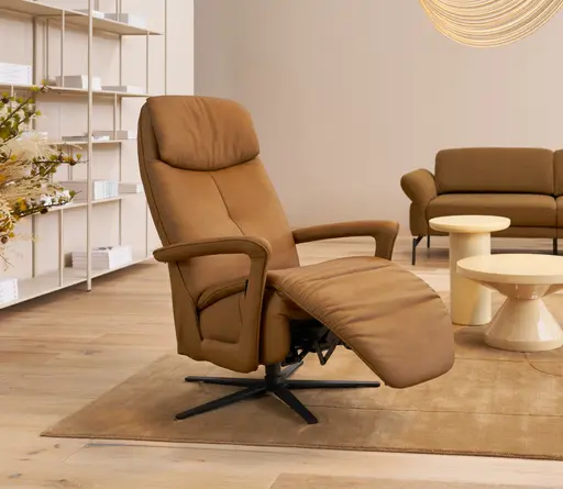 Sessel EM Dresden - manuelle Verstellung, Leder, braun