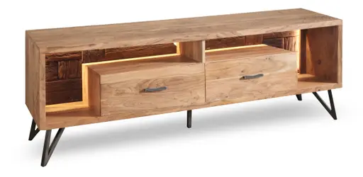 Lowboard - mit Beleuchtung, B ca. 175 cm, Akazie massiv