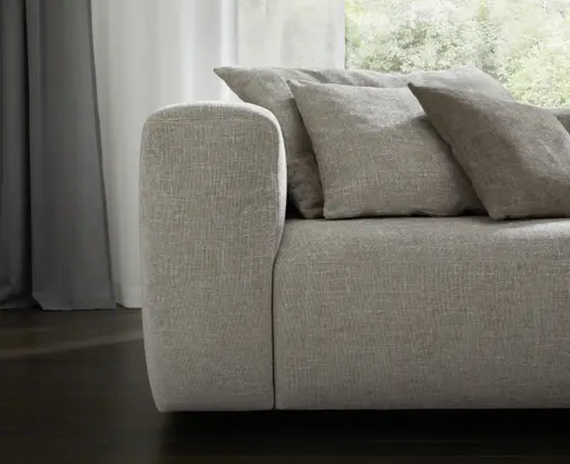 Ecksofa Caruso - 3-Sitzer, Longchair rechts, Stoff, Graubeige