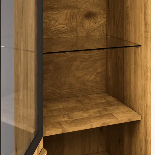 Vitrine Savannah - Anschlag links, Wildeiche massiv, natur geölt