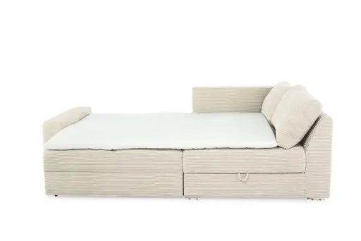 Ecksofa JANIS - 2,5-Sitzer, Ecke rechts inkl. Schlaffunktion, Stoff, Beige
