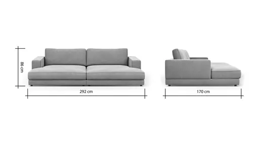 Megasofa Juni - Stoff, Hellgrau