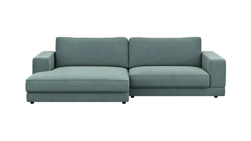 Ecksofa Juni - Longchair links mit 1,5-Sitzer, Stoff, Petrol