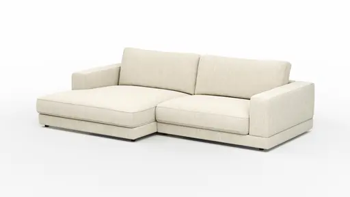 Ecksofa Juni - Longchair links mit 1,5-Sitzer, Stoff, Natur