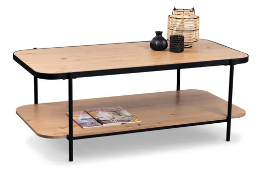 Couchtisch - LB ca. 120x64 cm, Artisan Eiche Nachbildung, Schwarz