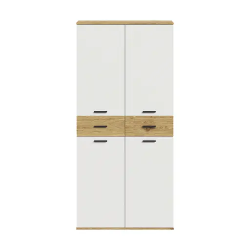 Schuhschrank- Eiche Dekor, Weiß