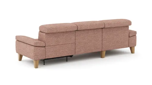 Ecksofa Hudson - Longchair links mit 2,5-Sitzer, inkl. Kopfteil/Armlehne verstellbar und Relaxfunktion (motorisch), Stoff, Kupfer