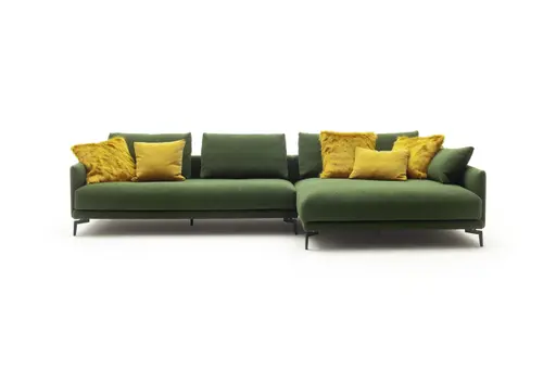 Ecksofa Cuneo - 2,5-Sitzer, Longchair rechts, Stoff, Grün