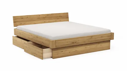 Bettgestell 1660 - Liegefläche ca. 180x200 cm, Wildeiche massiv, geölt