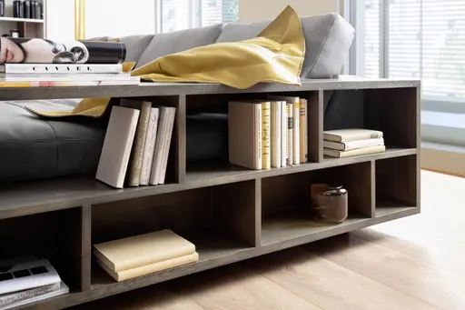 Ecksofa Aprino 1 - 2,5-Sitzer mit Longchair rechts, Leder, Grau