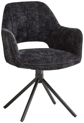 Armlehnstuhl - drehbar, Stoff, Schwarz