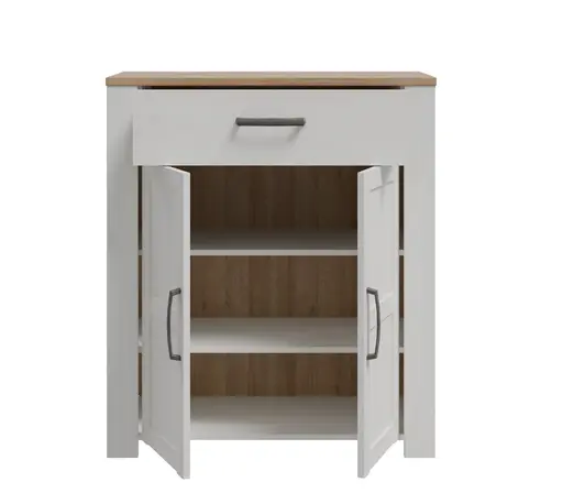 Schuhschrank FELLIAN- B ca. 86 cm, Weiß, Eiche Dekor