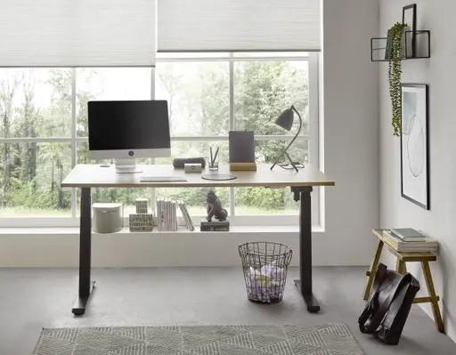 Schreibtisch - höhenverstellbar, LB ca. 160x77 cm, Artisan Eiche Nachbildung, Schwarz