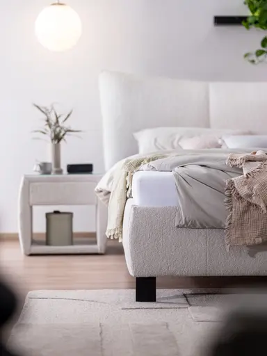 Polsterbett - Liegefläche ca. 180x200 cm, Stoff, Beige