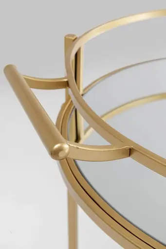 Servierwagen- Stahl, Lackiert, Goldfarben, Glas, Klar