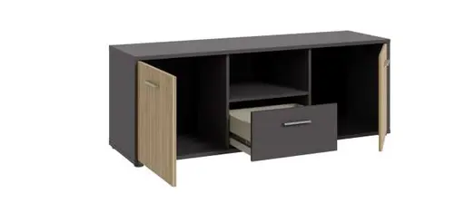 TV-Board FABIENNE- Dunkelgrau, Eiche Dekor