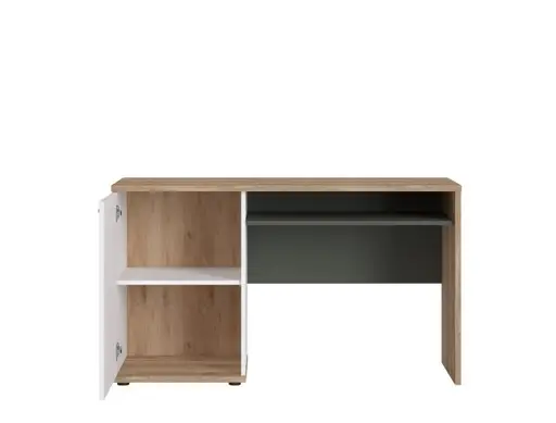 Schreibtisch- LB ca. 130x50 cm, Weiß, Eiche Dekor, Graphit