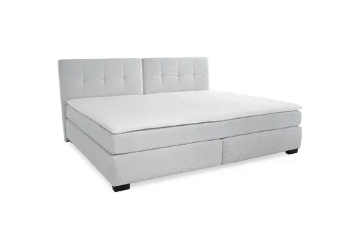 Boxspringbett JILA- Ligefläche ca. 240x200 cm, Stoff, Hellgrau