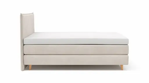 Boxspringbett Aspö - Liegefläche ca. 180x200 cm, Stoff, Ecru