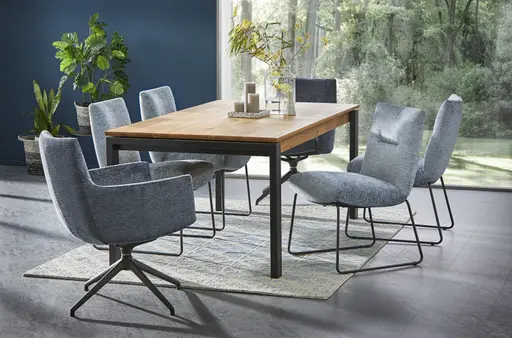 Esstisch Farmingdale - ausziehbar, mit Alubeschlag, LB ca. 200x100 cm, Eiche massiv, natur geölt